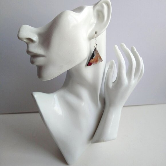 Handmade color mix  polymer clay earrings. Boucles d'oreilles fait à la main. - Picture 6 of 7